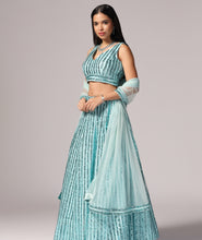 Load image into Gallery viewer, Teal Sequins Sparkle Lehnga Choli Dupatta