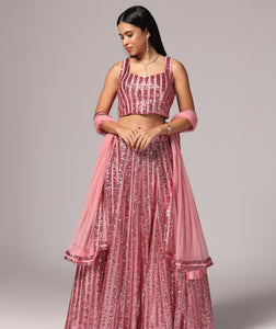 Blush Pink Sequins Sparkle Lehnga Choli Dupatta