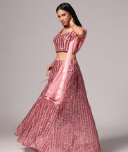 Load image into Gallery viewer, Blush Pink Sequins Sparkle Lehnga Choli Dupatta