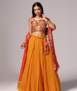 Kesariya Multi-Colored Lehnga Choli Dupatta set