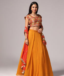 Kesariya Multi-Colored Lehnga Choli Dupatta set