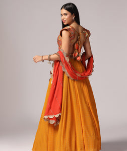 Kesariya Multi-Colored Lehnga Choli Dupatta set