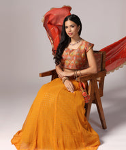 Load image into Gallery viewer, Kesariya Multi-Colored Lehnga Choli Dupatta set