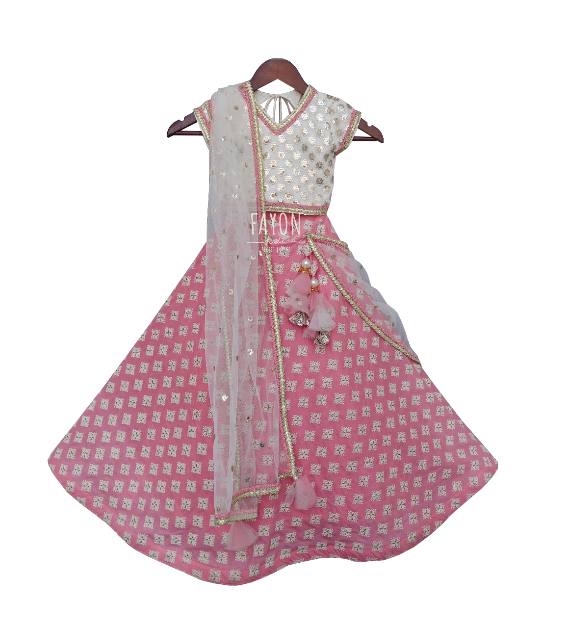 Buy Fashion Dream Girls Pink Floral Printed Tabby Silk Lehenga Choli Set | Girls  Lehenga Choli | Girls Ethnic Wear | Lehenga Choli | Readymade Lehenga Choli  | Ghagra Choli | Lehenga