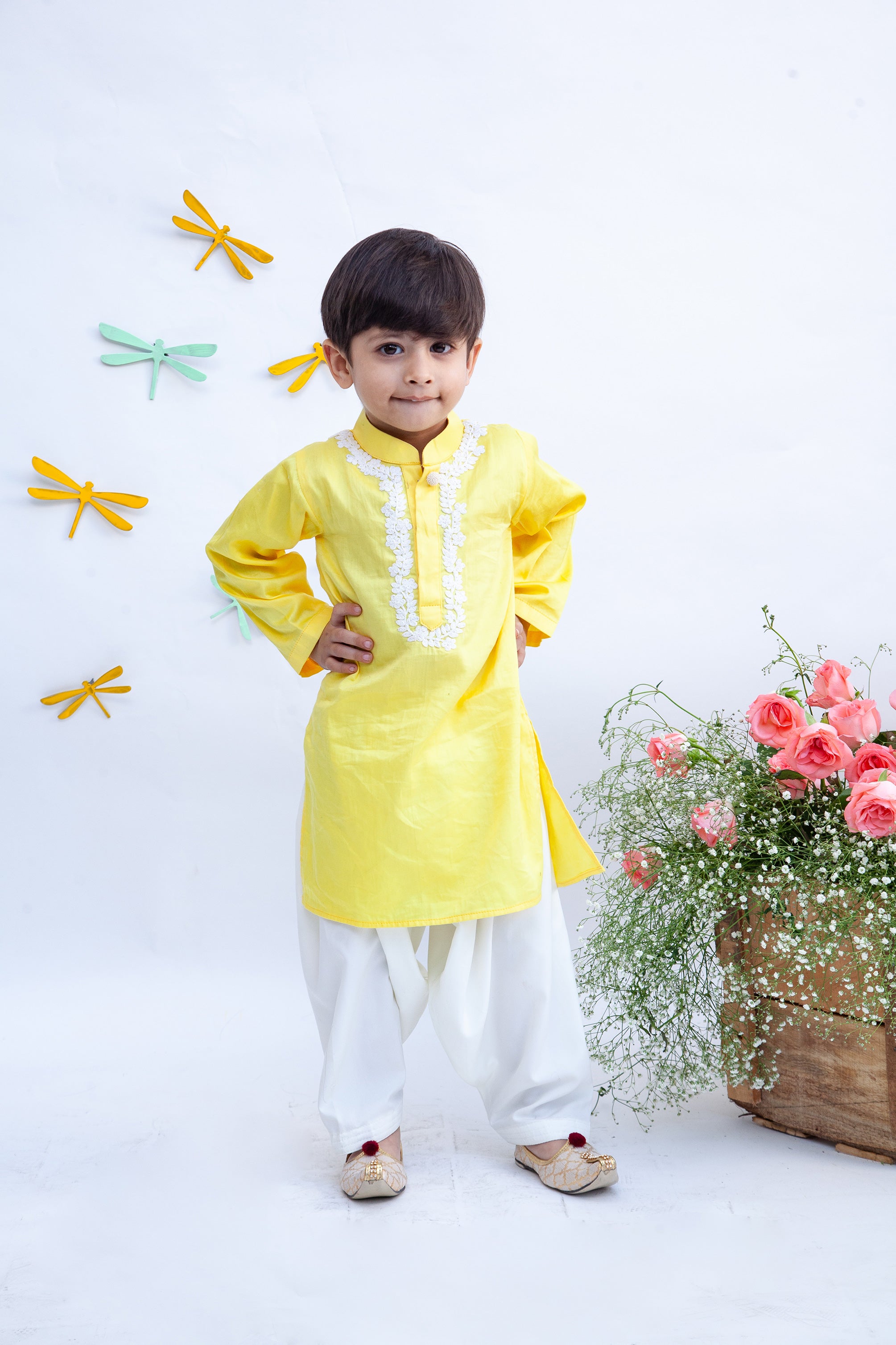 Yellow kurta best sale for baby boy