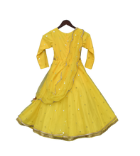 Load image into Gallery viewer, Girls Yellow Booti Net Anarkali